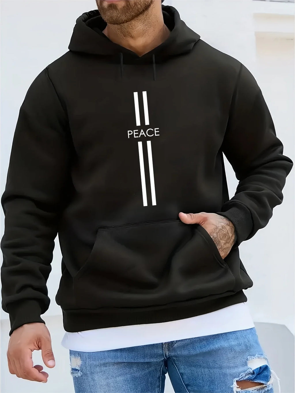 Men's Hoodie - Casual Pullover with Kangaroo Pocket, Long Sleeve, Letter Print Design - Perfect Autumn & Winter Fashion Gift