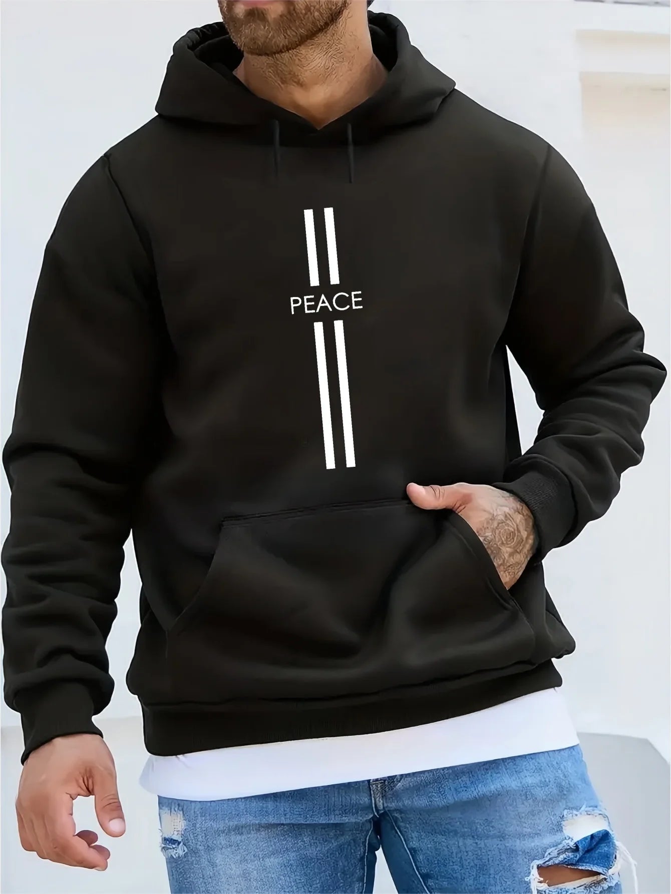 Men's Hoodie - Casual Pullover with Kangaroo Pocket, Long Sleeve, Letter Print Design - Perfect Autumn & Winter Fashion Gift