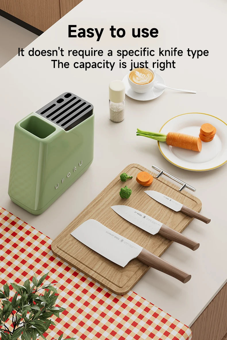 UFORU Multi-function knife rack kitchen knives tableware drain storage household trapezoidal integrated plastic storage rack