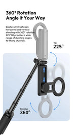 Magnetic Phone Tripod Wireless Phone Grip Selfie Stick Desktop Tripod for iPhone 16 15 14 13 12 Pro Max For Samsung phone holder