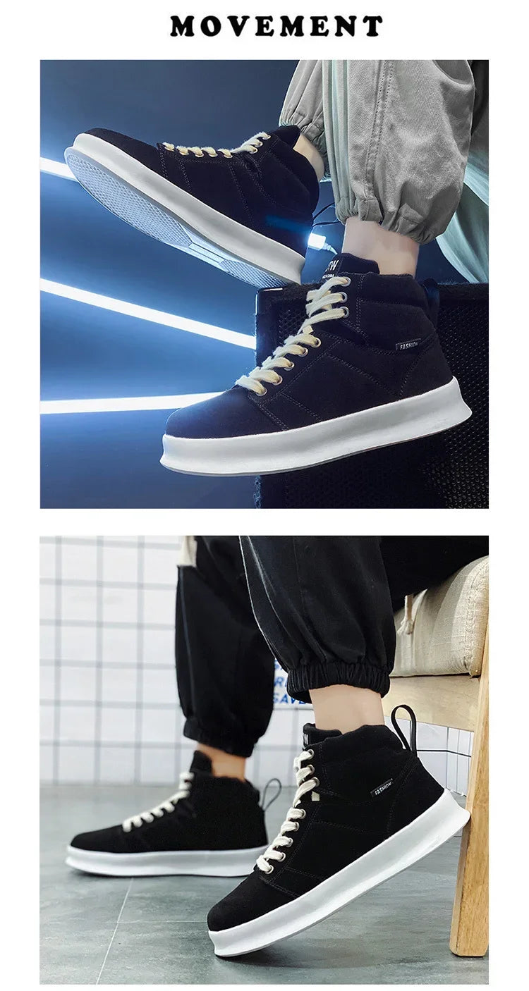 Brand High-Top Men Sneakers Microfiber Sneaker Man Platform Tennis Vulcanized Shoes Colorful Casual Original Men's Shoes 2023