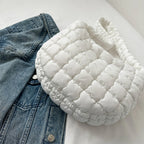 Ladies Quilted Pleated Sling Bag Solid Color Cloud Tote Bag Versatile Quilted Cloud Purse Large Capacity Commuting Bags
