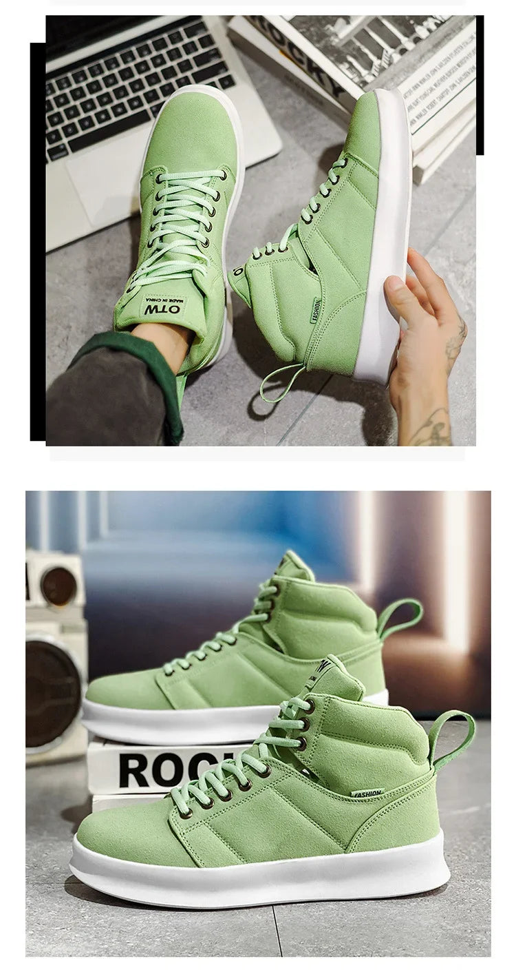 Brand High-Top Men Sneakers Microfiber Sneaker Man Platform Tennis Vulcanized Shoes Colorful Casual Original Men's Shoes 2023