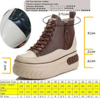 Fujin High Top Women Shoes Genuine Leather 8cm Platform Boots Ankle Wedge Hidden Heel Zip Autumn Warm Fur Winter Shoes Sneakers
