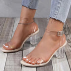 Women PVC Jelly Crystal Chunky Heel Transparent Sandals Fashion Sexy Summer High Heels Sandalias Female Pumps Zapatillas Mujer
