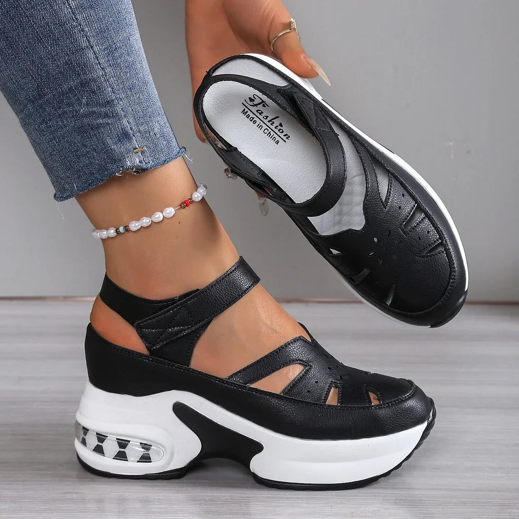 Women's Fashion Super High Heels Platform Sandals 2025 Summer Solid Wedge Shoes for Women New Closed Toe Casual Sandals Female