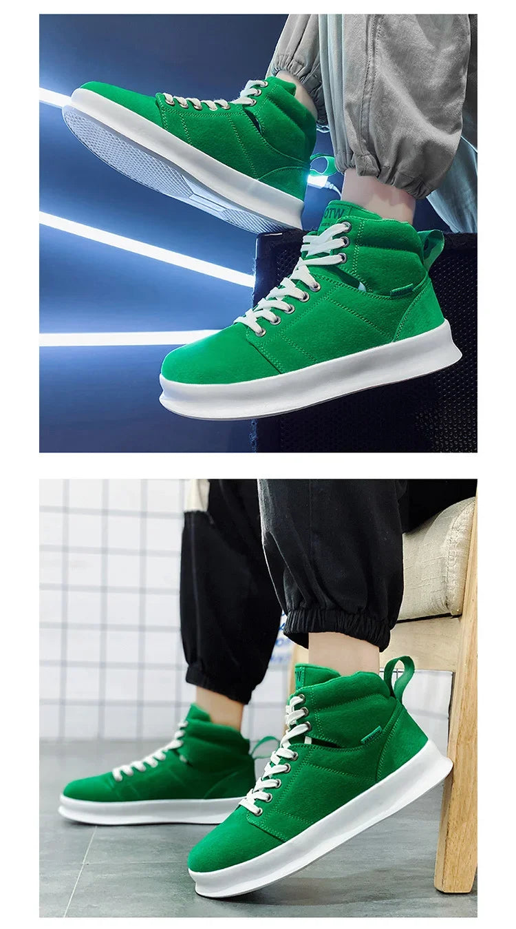 Brand High-Top Men Sneakers Microfiber Sneaker Man Platform Tennis Vulcanized Shoes Colorful Casual Original Men's Shoes 2023