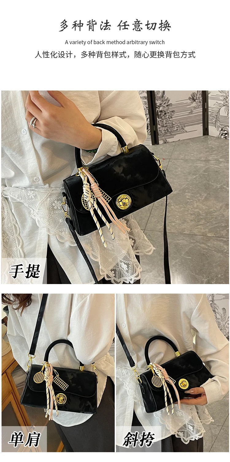 Classic Women's Leather Handbag, Crossbody Shoulder Tote Bag, Elegant Ladies Designer Purse