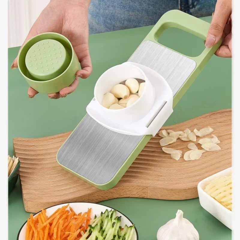 Kitchen 5 in 1 Stainless Steel Multifunctional Safe Manual Vegetable Slicer Cutter Potato Shredders Garlic Carrot Grater Chopper