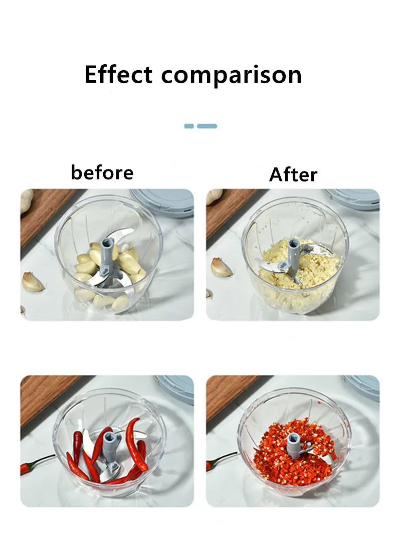 500/900ML Manual Meat Mincer Garlic Chopper Hand Pull Press Crusher Vegetable Grinder Chili Onion Cutter Kitchen Cooking Tools