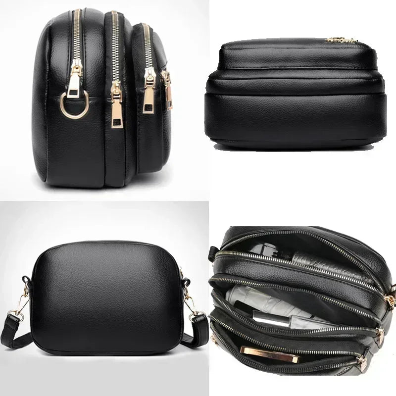 Luxury Ladies Handbag Sac High Quality Soft Leather Purse Fashion Women Shoulder Messenger Bag Multi-pocket Wear-resistant Bag