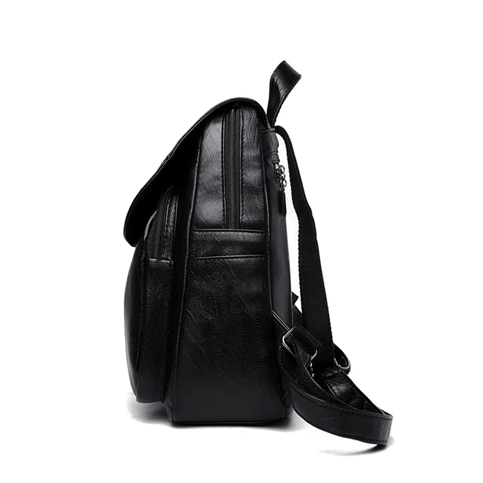 Ladies Bookbag Rucksack Women Large Capacity Backpack Purses High Quality PU Leather Female Vintage School Bags Travel Bagpack