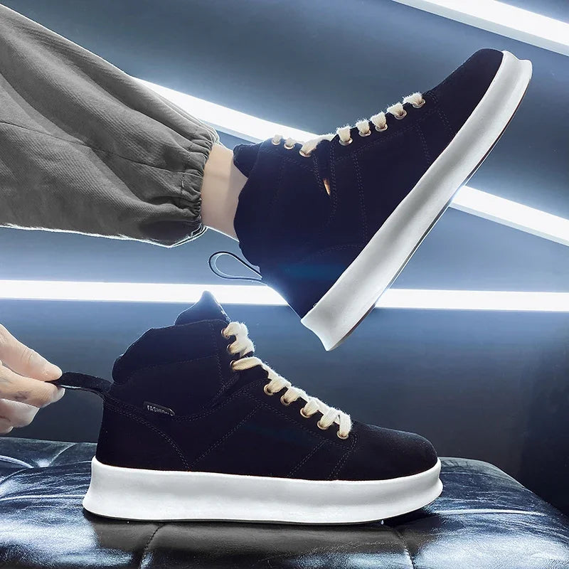 Brand High-Top Men Sneakers Microfiber Sneaker Man Platform Tennis Vulcanized Shoes Colorful Casual Original Men's Shoes 2023