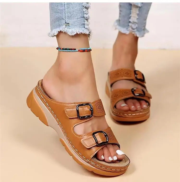 Women Shoes Sandals Summer Platform Women's Shoes Slip On Sandals For Women Wedge Walking Shoes Casual Female Slipper Footwear