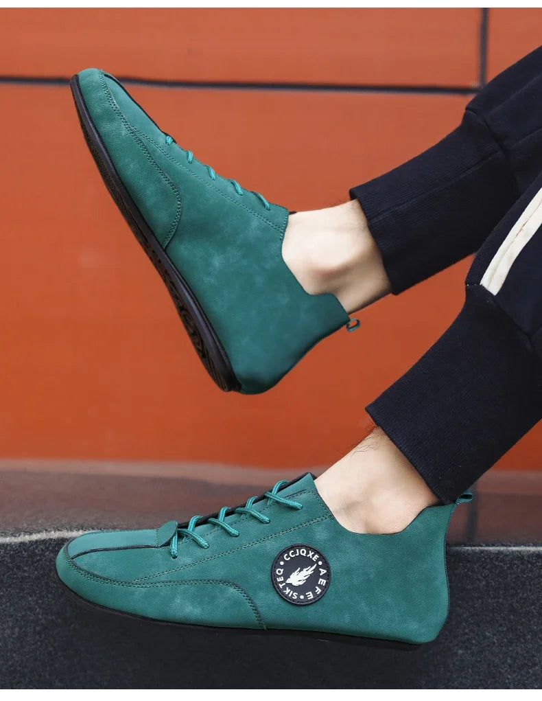 MAEDEF Men's Loafers Lightweight Driving Casual Thin Bottom Flats Shoes Soft Sole Comfortable Non Slip Lace-up Walking Shoes Men