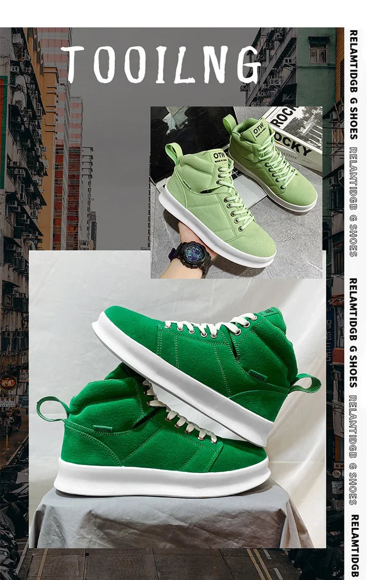 Brand High-Top Men Sneakers Microfiber Sneaker Man Platform Tennis Vulcanized Shoes Colorful Casual Original Men's Shoes 2023