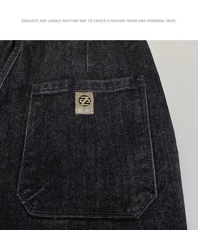 Harajuku Fashion Men's Printed Cargo Vintage Harem Pants Elastic Waistband Baggy Jeans for Casual Spring and Autumn Denim Pants