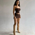 Dulzura Women 2025 Spring Tube Tops Mini Skirts Party Club Two Piece Matching Sets Vacation Outfits Wholesale Items For Business