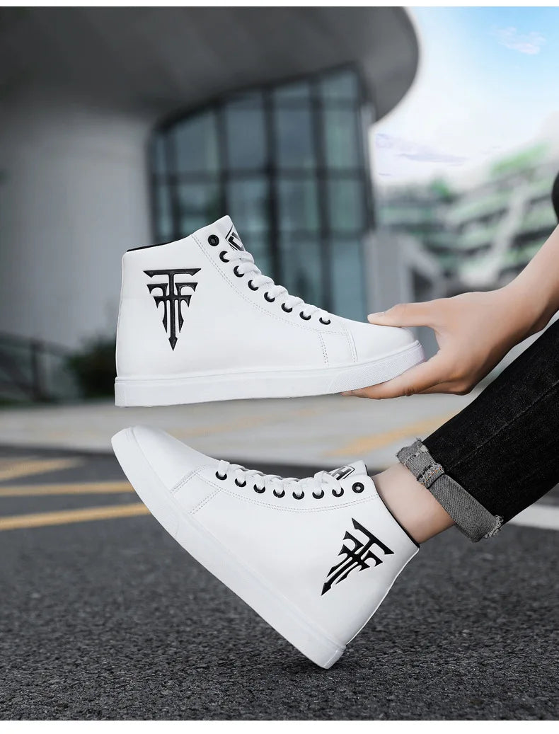 Men High Top Sneakers Fashion Leather Casual Shoes for Men Comfortable Non-slip Vulcanized Shoes Designer Outdoor Men Tenis Shoe