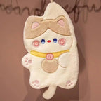 Kitchen Hand Towel Cartoon Cat Shape Highly Water Absorbent Face Washing Towel Coral Fleece Hanging Towel Home Decoration
