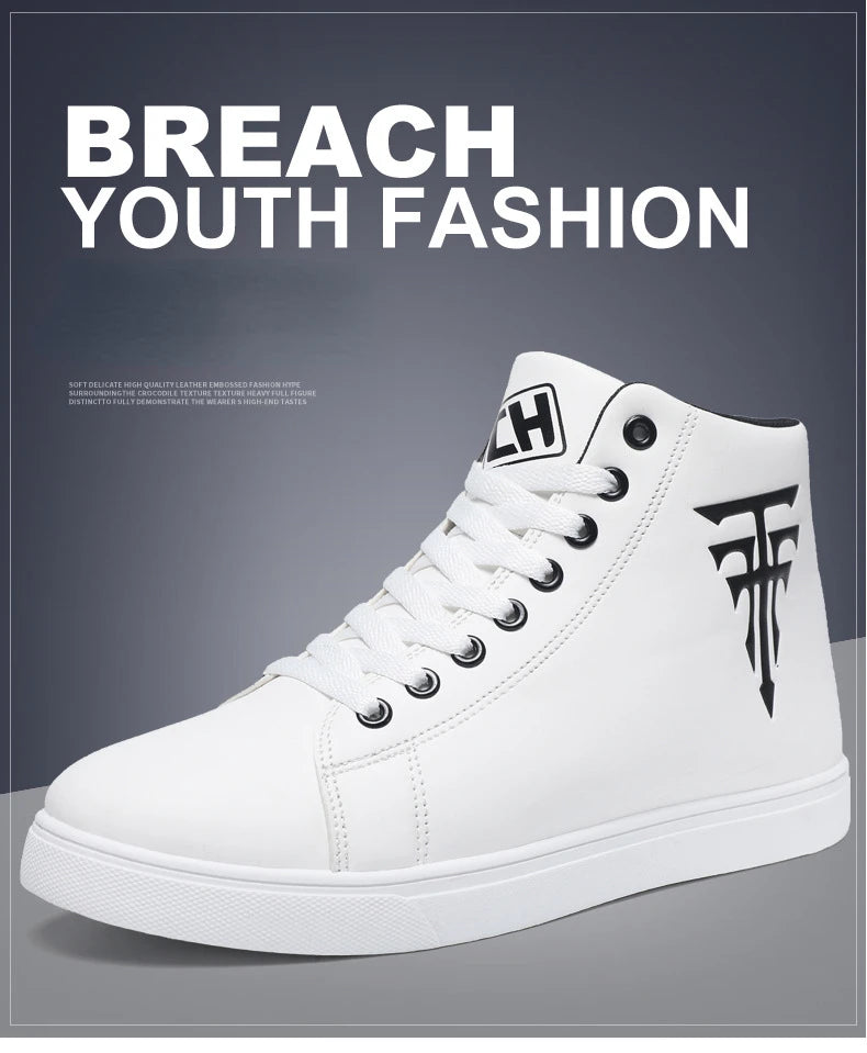 Men High Top Sneakers Fashion Leather Casual Shoes for Men Comfortable Non-slip Vulcanized Shoes Designer Outdoor Men Tenis Shoe