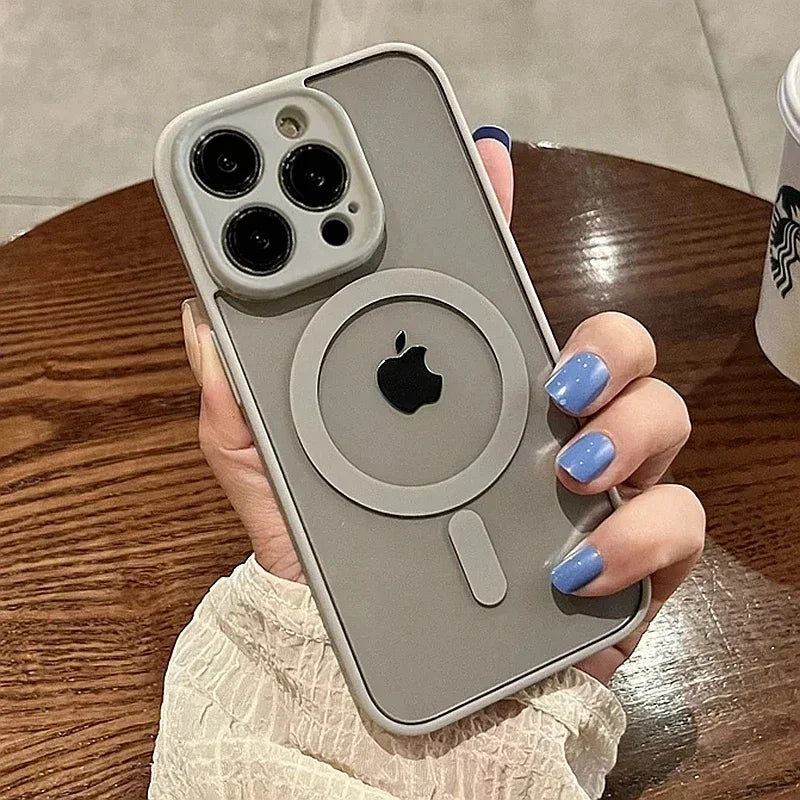 Luxury Magsafe Wireless Charge Clear Phone Case For iPhone 11 12 13 14 15 16 Pro Max Plus Magnetic Bumper Transparent Cover