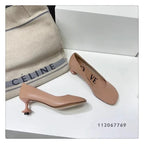 Square Toe Elegant Women Slippers Fad Mid Heels Leather Sandals Mule Shoes Trend Spring Designer Dress Femme Chaussures