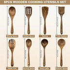 8pcs Wooden Kitchen Utensil Set Non Stick Cookware Tools Durable Wood Cooking Spoons And Spatulas  Multi Purpose Kit Antis Scald