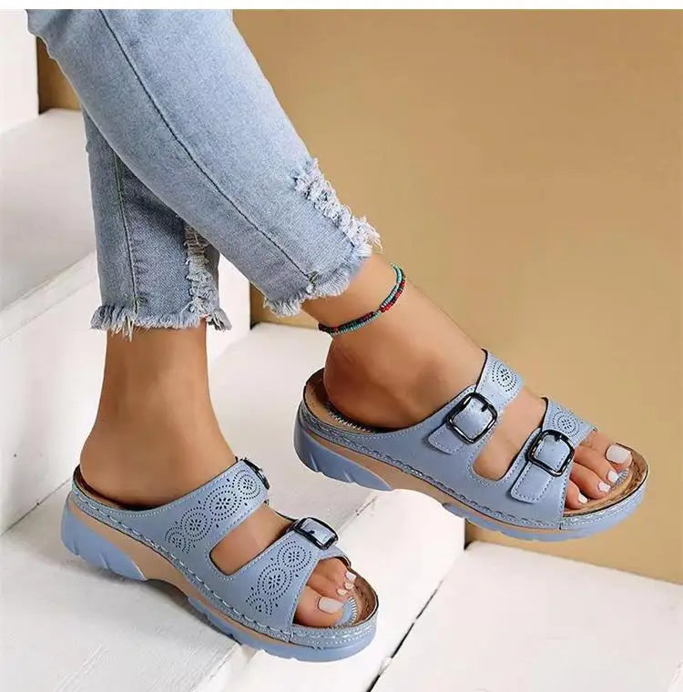 Women Shoes Sandals Summer Platform Women's Shoes Slip On Sandals For Women Wedge Walking Shoes Casual Female Slipper Footwear