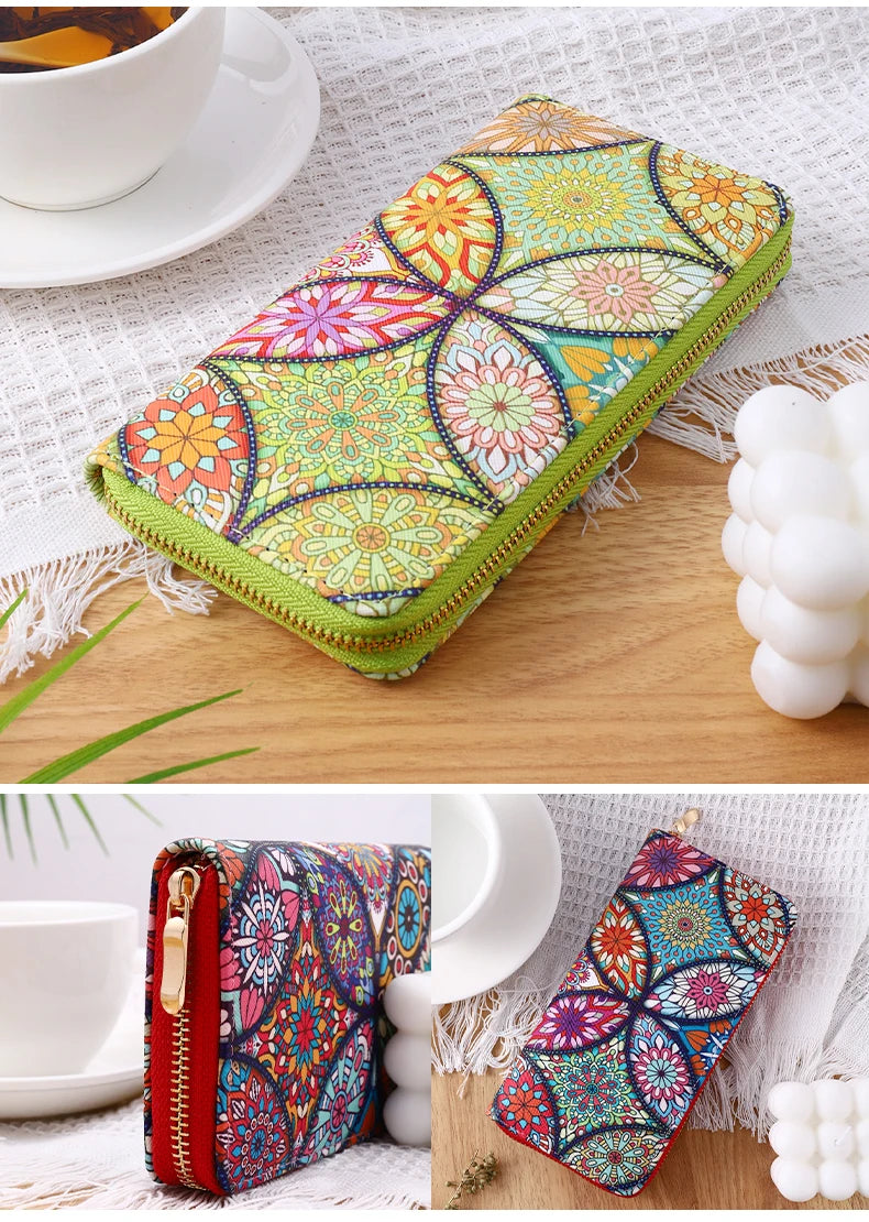 New fashionable lady zipper PU handbag purse with multiple clips and mobile phone compartments to travel, business, high-capacit