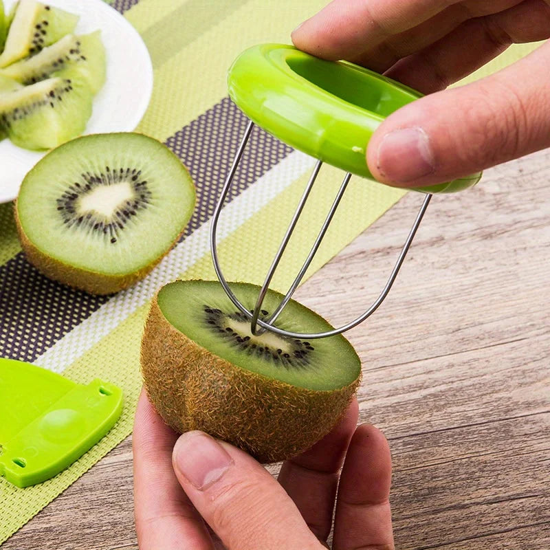 Fast Fruit Kiwi Cutter Peeler Slicer Kitchen Gadgets Stainless Steel Kiwi Peeling Tools Kitchen Creative Fruit Peeler
