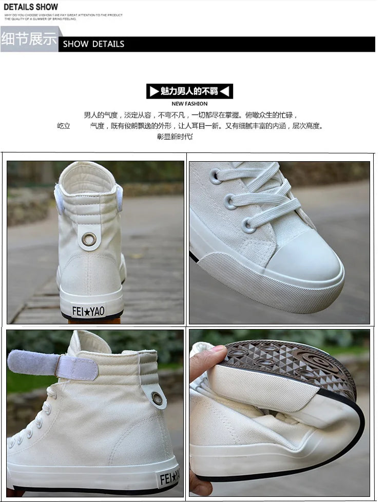 Men Shoes High Top White Canvas Shoe 2024 Spring Women Sneakers Fashion Breathable Canvas Sneakers Non-slip Unisex Casual Shoes