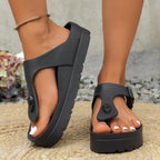 Ladies' EVA casual simple buckle flat heel thick bottom cover, wearing clip on flip flops in large size