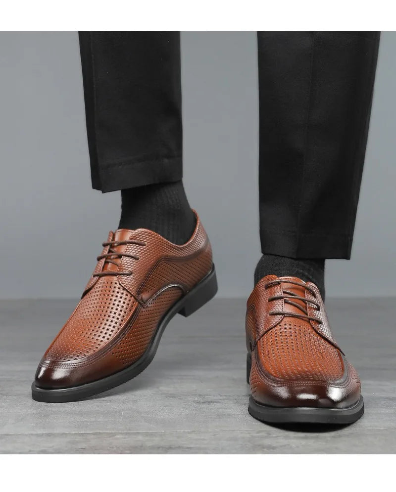 Shoes for Men Summer Breathable Hollow Out Shoe Fashion Business Dress Shoes Luxury Casual Leather Shoes for Men Loafers