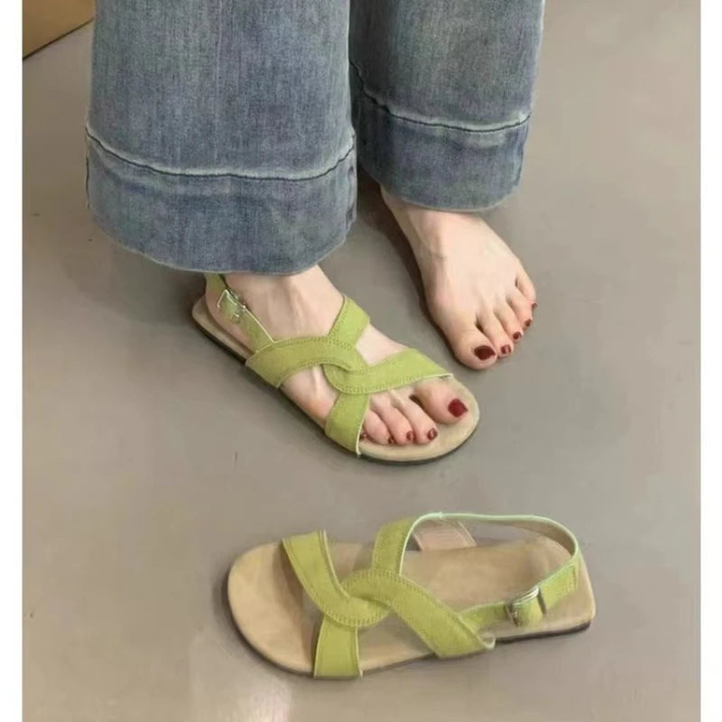 2025 New Summer Barefoot Leather Flat Sandals for Women Men Shoe with New MInimalist Soft Sole Light Weight Sandalias De Mujer