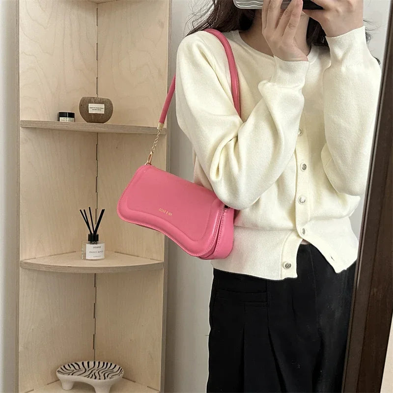 Ladies Shoulder Crossbody Bags PU Leather Women Underarm Bags Solid Color Small Top-handle Bags Purse Female Daily Handbags