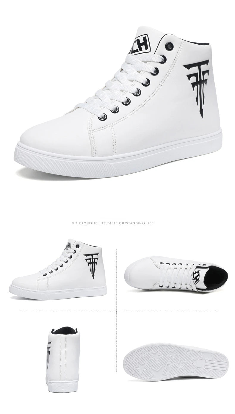 Men High Top Sneakers Fashion Leather Casual Shoes for Men Comfortable Non-slip Vulcanized Shoes Designer Outdoor Men Tenis Shoe