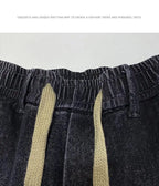 Harajuku Fashion Men's Printed Cargo Vintage Harem Pants Elastic Waistband Baggy Jeans for Casual Spring and Autumn Denim Pants