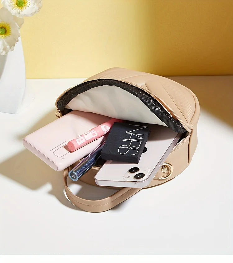 Chic Circle Crossbody Purse for Women - V-Quilted  Detachable Strap  Interior Pockets for Daily Use