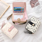 Cute Cat Coin Purse Women Fashion Short Wallet PU Leather Large Capacity Wallet Lightweight ID Card Holder Travel Cash Coin Bag