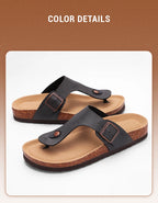 Pallene Women's Cork Flip Flops Soft Cork Flat Sandals Summer Fashion Beach Flip Flops Unisex Comfort House Thong Slide Sandals