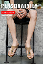 Men's frosted cork casual flip flops slippers comfortable refreshing summer outdoor beach shoes fashion youth breathable sandals