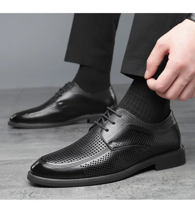 Shoes for Men Summer Breathable Hollow Out Shoe Fashion Business Dress Shoes Luxury Casual Leather Shoes for Men Loafers