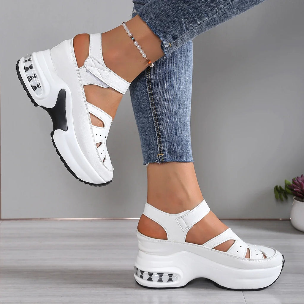 Women's Fashion Super High Heels Platform Sandals 2025 Summer Solid Wedge Shoes for Women New Closed Toe Casual Sandals Female