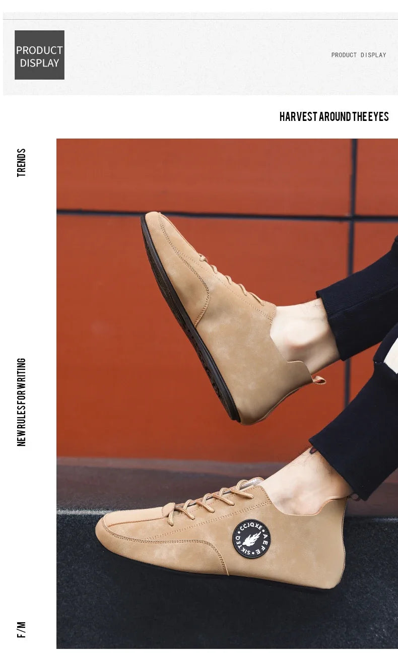 MAEDEF Men's Loafers Lightweight Driving Casual Thin Bottom Flats Shoes Soft Sole Comfortable Non Slip Lace-up Walking Shoes Men