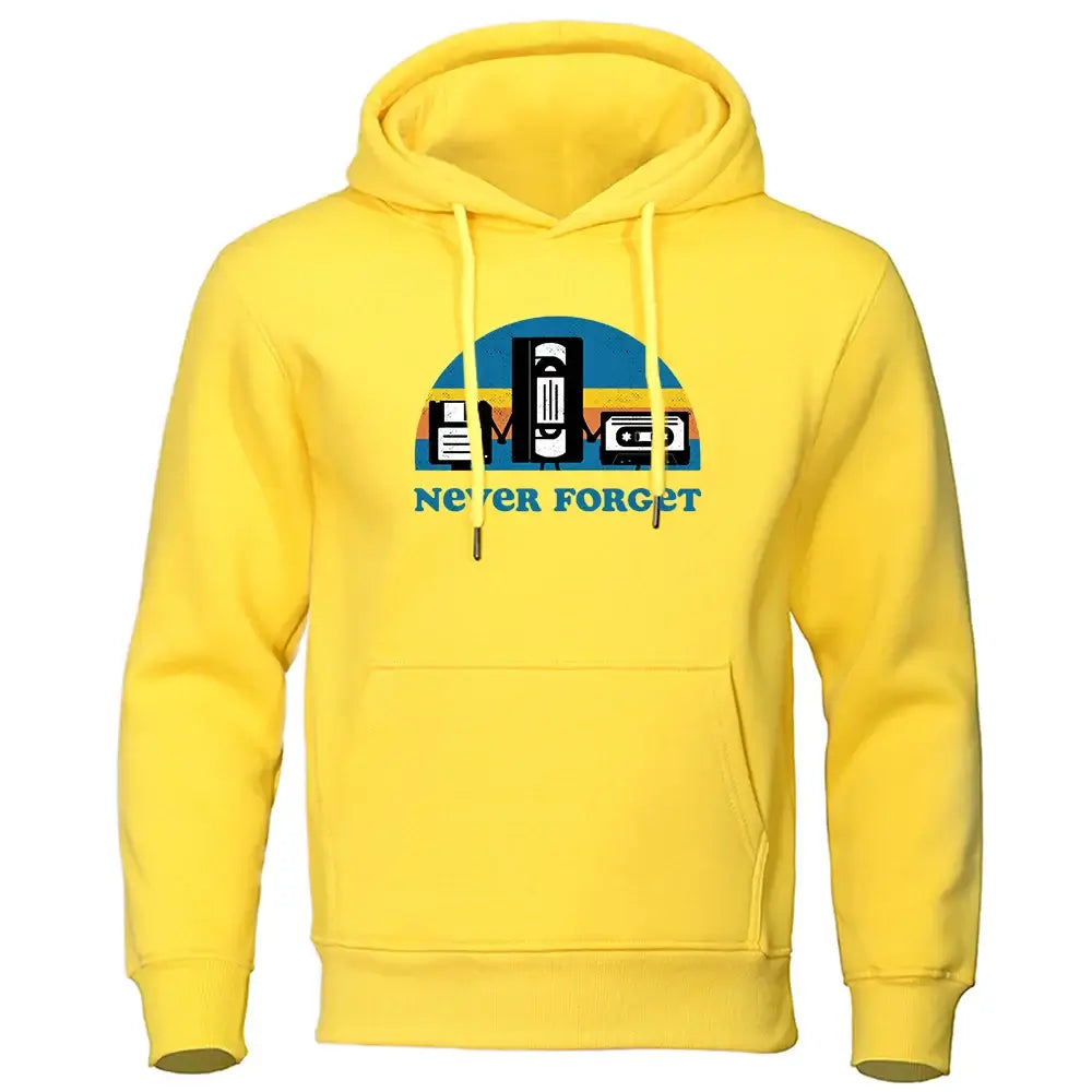 Never Forget The Old Radio Men Clothes Comics Hoodie Long Sleeves Vintage Crewneck New Hoodies Autumn Fleece Loose Hoody Mens